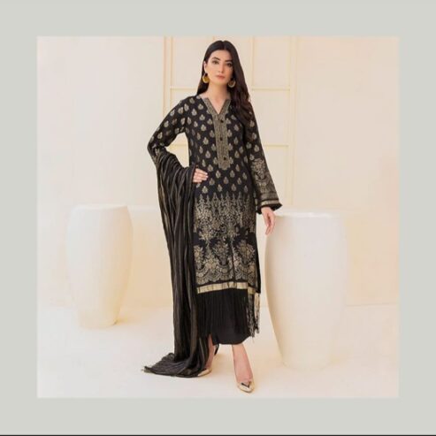 2-Piece Suit – Jacquard Shirt Fabric – Cotton Net Dupatta