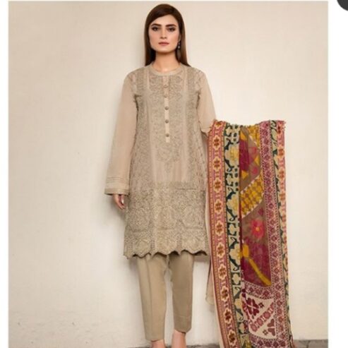 2-Pc Suit – Embroidered Lawn Shirt – Cambric Trouser