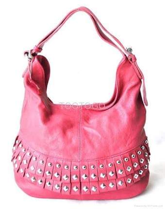 Grain leather Bag With handicraft working