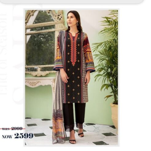 unstitched embroidered lawn suit