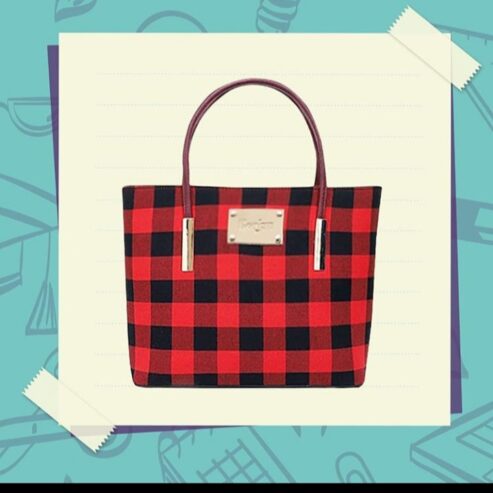 Red & Black trendy checkered Tote Bag
