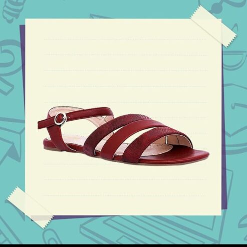 Ladies’ deep maroon flat strappy sandals