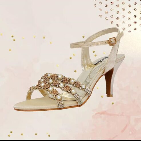 fancy women heels with pearls & stones