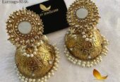 Beautiful Trendy Gold Plated Mirror Jhumky