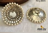 Beautiful Gold & Silver plated Kundan Mirror Ring