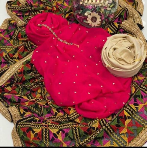 Maysoori Trouser Along With Fancy Heavy Aari Multi Embroidery Duppata 3 Pcs Dress