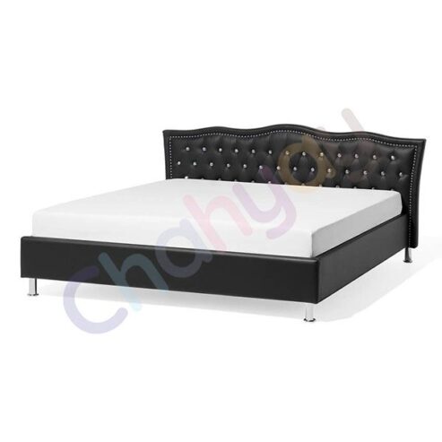 Leatherite Super King Size Bed with Storage Black 2