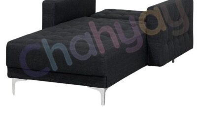 Fabric Chaise Longue Graphite Grey DUNDEE