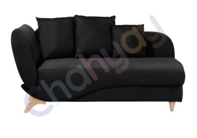 Left Hand Fabric Chaise Lounge with Storage Black MERIDIAN