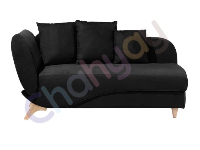 Left Hand Fabric Chaise Lounge with Storage Black MERIDIAN