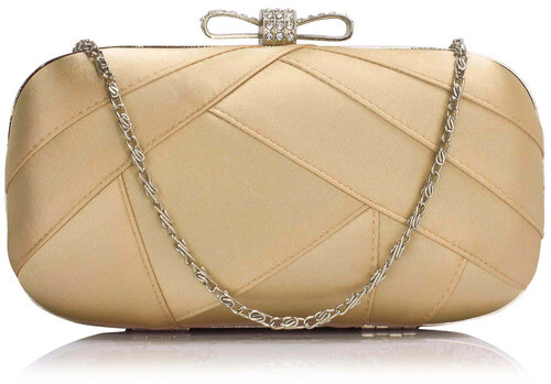 Anna Grace Nude Box Satin Clutch Bag With Chain – LSE00258