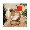 AS Shopping Zone Patio Rattan Swing With Stand & Cushion Egg Coffee