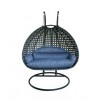 AS Shopping Zone Patio Rattan Swing With Stand & Cushion Large Sized Black