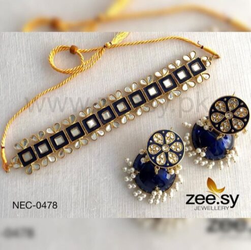 Gold plated Meena Kundan Necklace Set