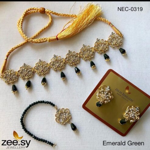 Gold Plated Sun Flower Zircon Necklace Set