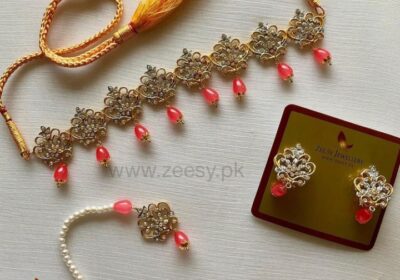 Gold Plated Sun Flower Zircon Necklace Set