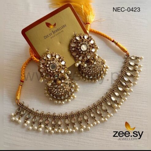 Gold Plated Kundan Set Necklace & Earrings