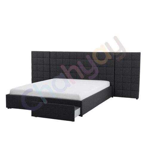 Fabric Super King Size Bed with Storage Grey